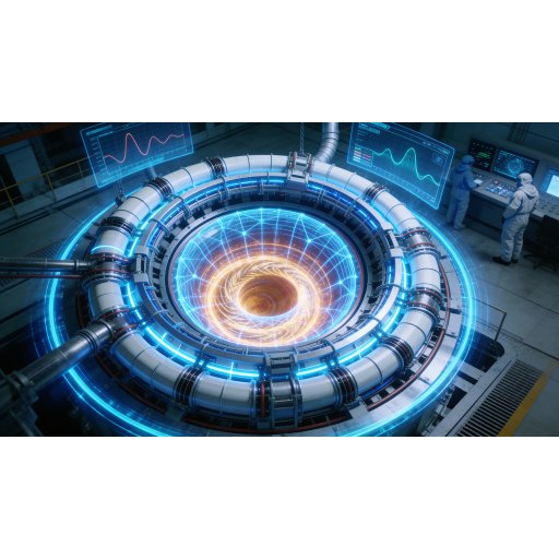 托卡马克环形腔内金色等离子体形成剧烈涡流